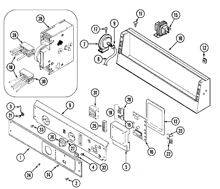 CONTROL PANEL Diagram and Parts List for MAT10DAAAL  Maytag Washer