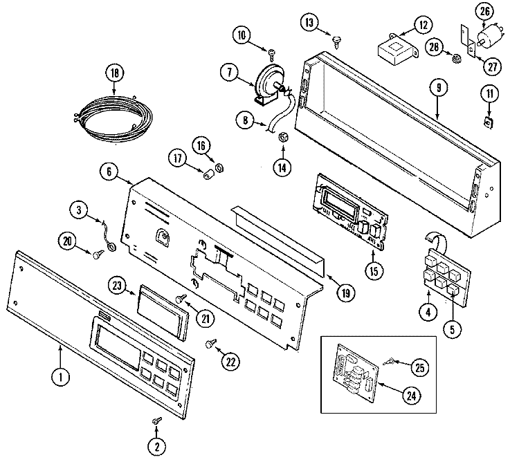 CONTROL PANEL Diagram and Parts List for MAH20PDA3W  Maytag Washer