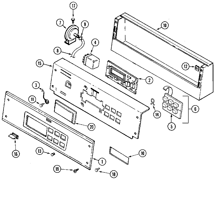 CONTROL PANEL Diagram and Parts List for MAT13PNAEW  Maytag Washer