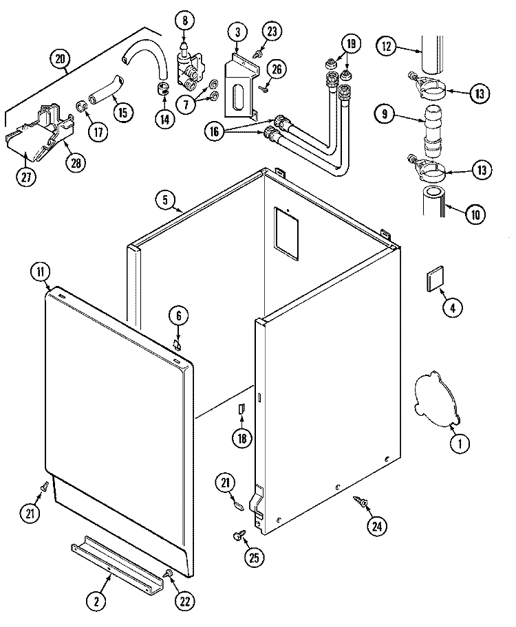 CABINET Diagram and Parts List for MAT11MNEGW  Maytag Washer