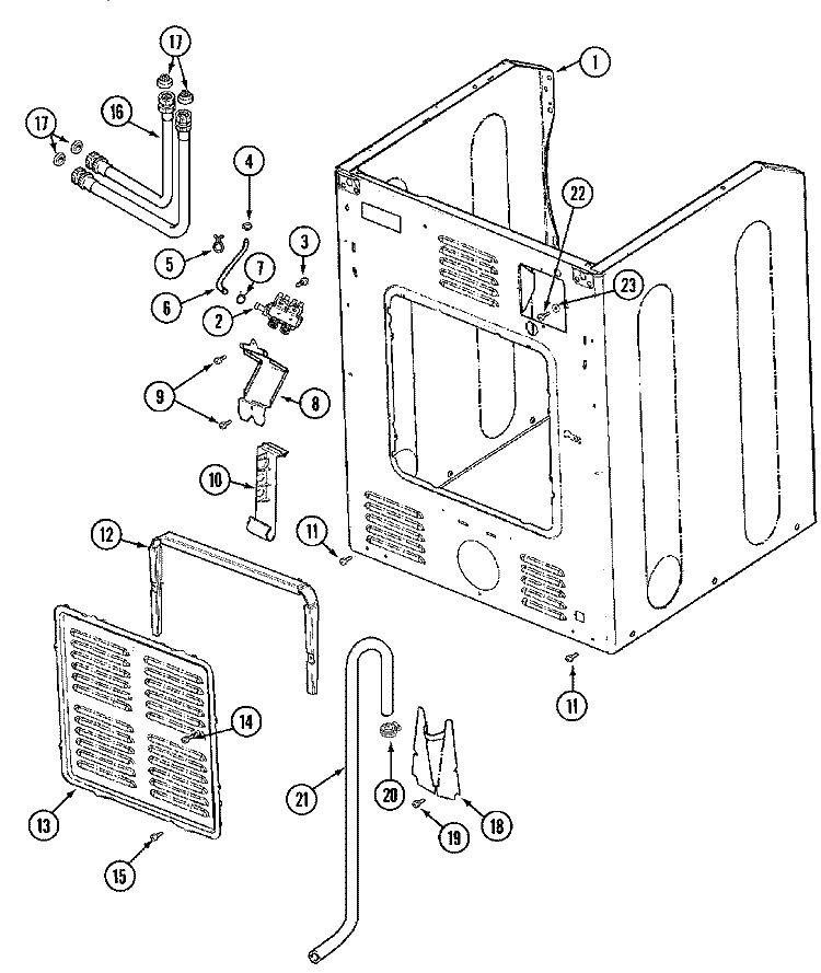 CABINET - REAR Diagram and Parts List for MAH14PDAAL  Maytag Washer