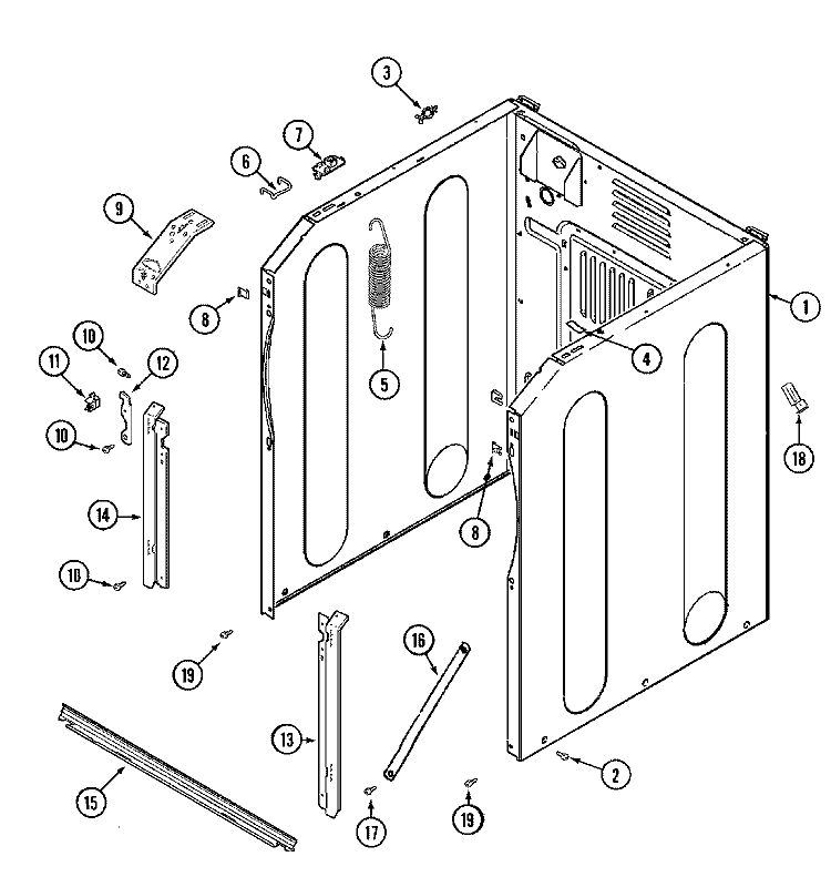 CABINET - FRONT Diagram and Parts List for MAH20PDAWW  Maytag Washer