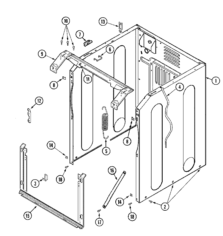 CABINET - FRONT Diagram and Parts List for MAH21PRAWW  Maytag Washer