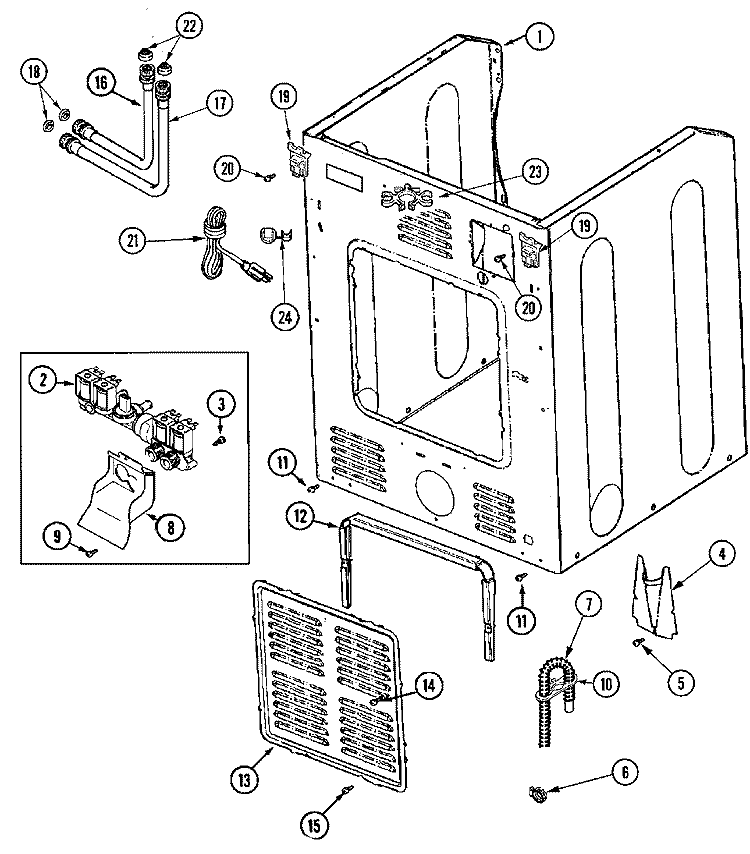CABINET - REAR Diagram and Parts List for MAH21PRAWW  Maytag Washer