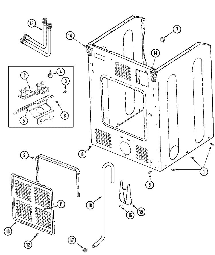CABINET - REAR (DRYER) Diagram and Parts List for MLE19PNAUW  Maytag Washer Dryer Combo