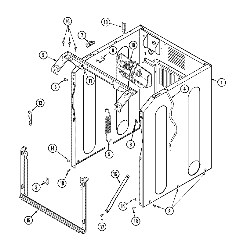 CABINET - FRONT Diagram and Parts List for MAH21PRDWW  Maytag Washer