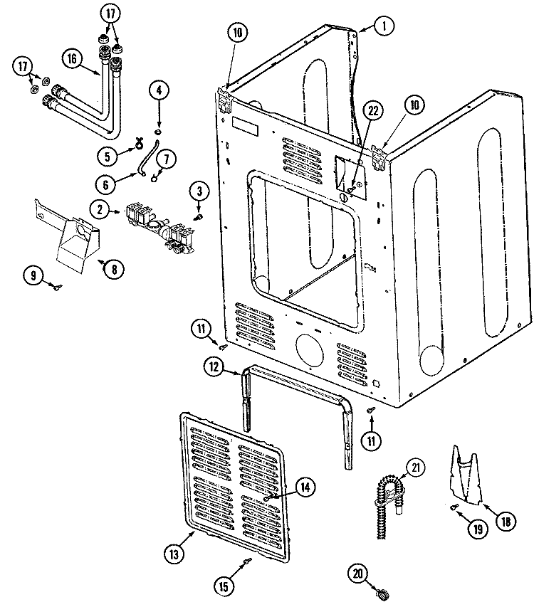CABINET - REAR Diagram and Parts List for MAH21PRDWW  Maytag Washer