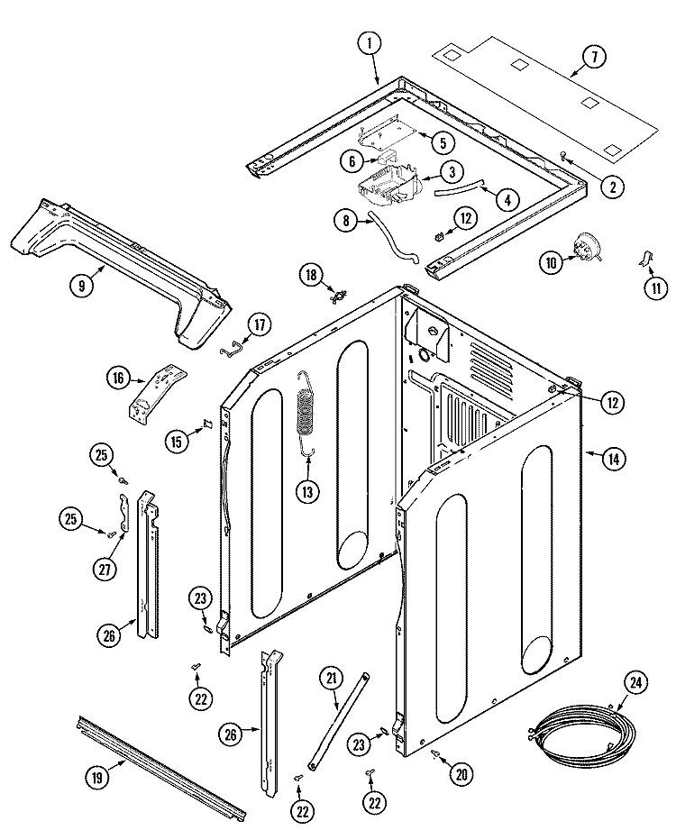 CABINET - FRONT (WASHER) Diagram and Parts List for MLG19PDDGW  Maytag Dryer