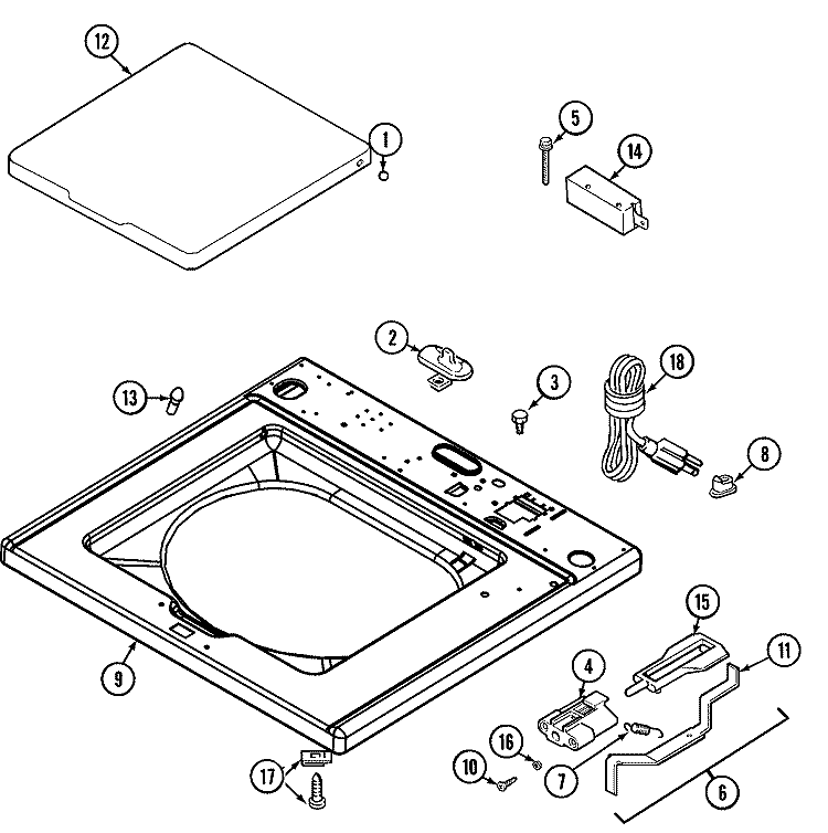 TOP Diagram and Parts List for MAT12PDDAW  Maytag Washer