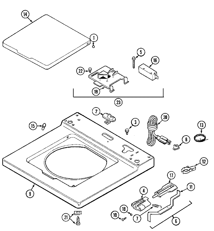 TOP Diagram and Parts List for MAT10DAAAL  Maytag Washer