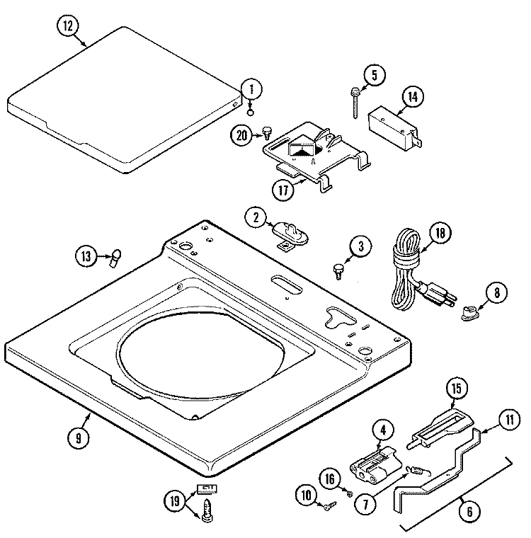 TOP (MAT12PDAG / PDEG / PSAG) Diagram and Parts List for MAT12PSAGW  Maytag Washer