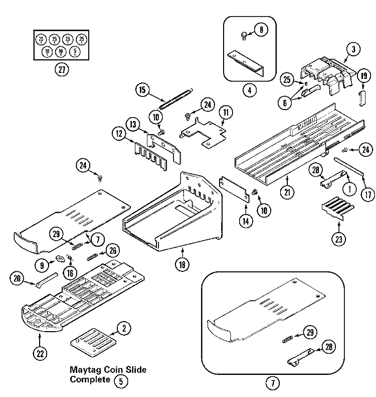 COIN SLIDE Diagram and Parts List for MAT25CSAAG  Maytag Washer
