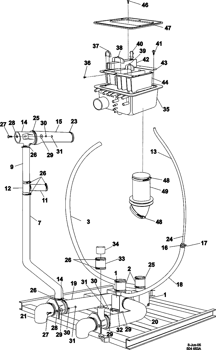 SOAP BOX, DRAIN & HOSE ASSEMBLY Diagram and Parts List for MFR80PNCTS  Maytag Washer
