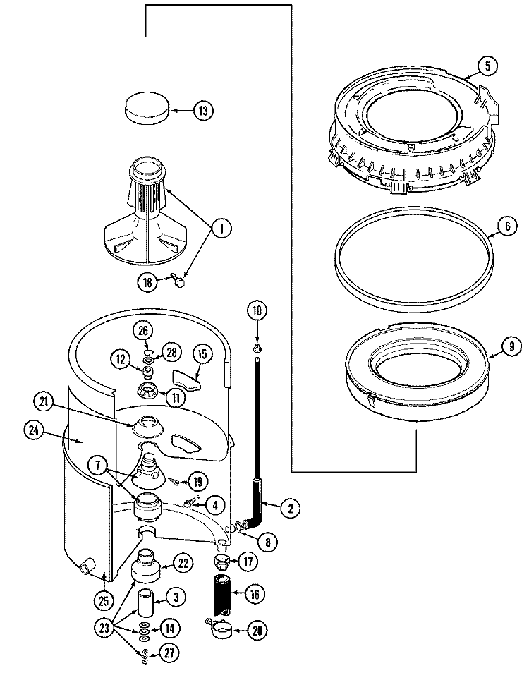 TUB Diagram and Parts List for MAT10CSEGW  Maytag Washer