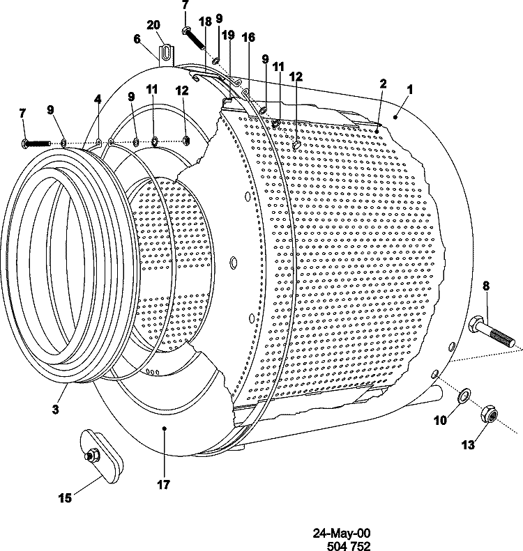 TUB AND DRUM Diagram and Parts List for MFS25PNFTS  Maytag Washer
