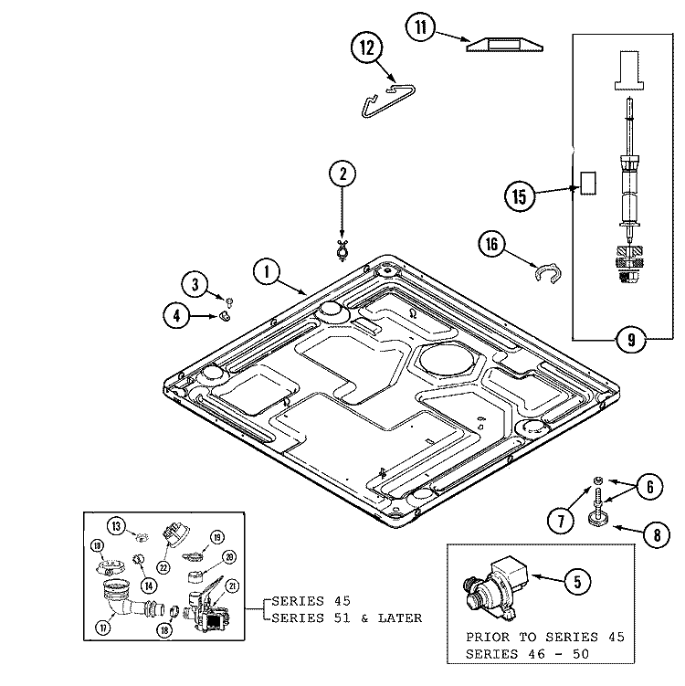 BASE Diagram and Parts List for MLG19PDAEW  Maytag Washer Dryer Combo