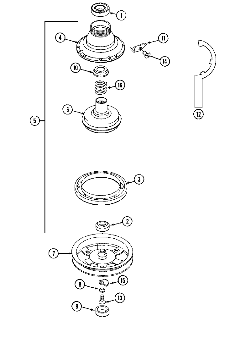 CLUTCH & BRAKE Diagram and Parts List for MAT12PDSAW  Maytag Washer