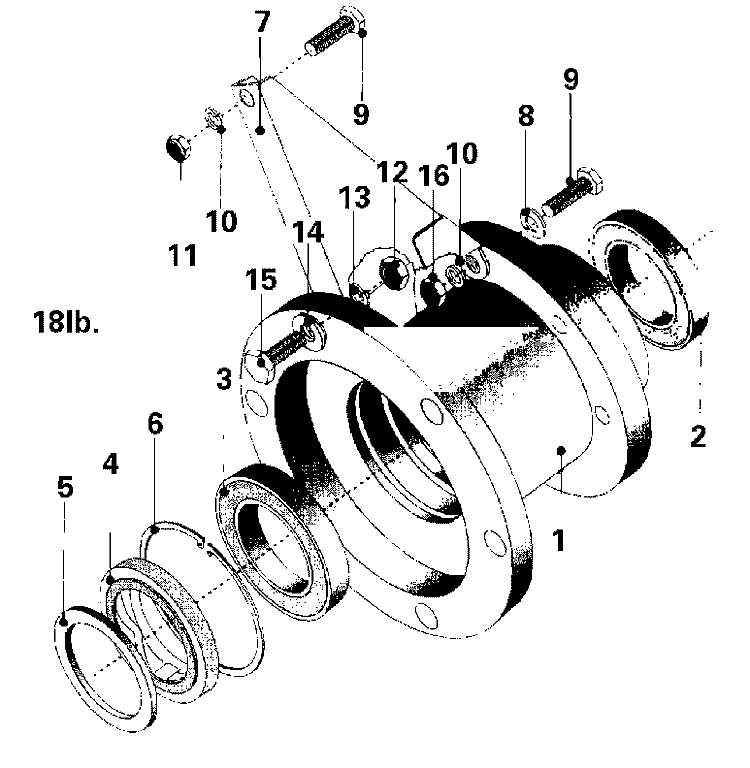 BEARINGS & TRUNNION ASSY. (SERIES 11) Diagram and Parts List for MFR18PCAAS  Maytag Washer