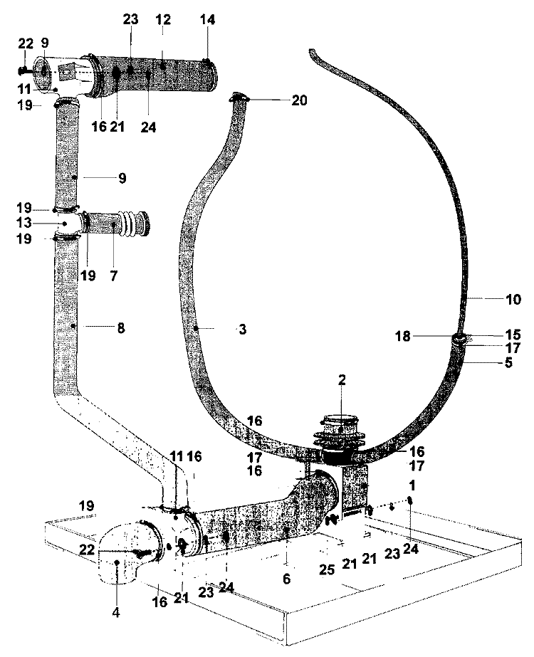DRAIN & HOSE ASSEMBLY (SERIES 11) Diagram and Parts List for MFR18PCAAS  Maytag Washer