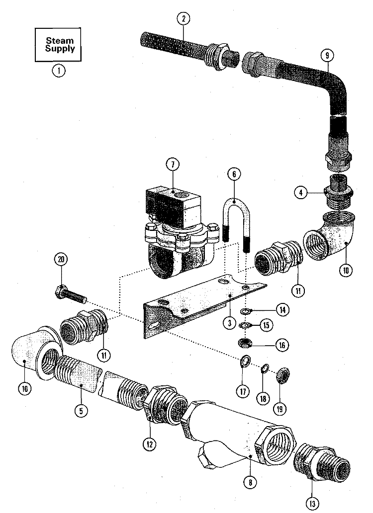 STEAM SUPPLY Diagram and Parts List for MFS50PNAVS  Maytag Washer