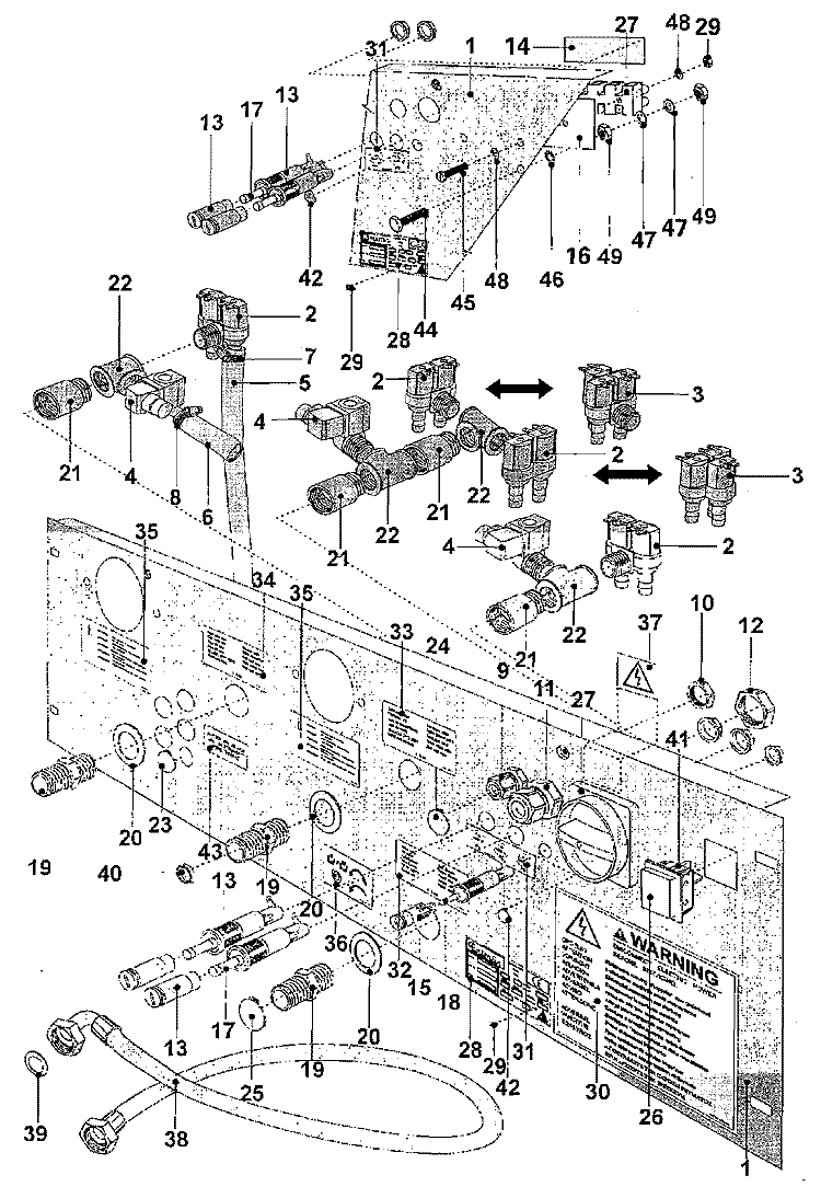 REAR PANEL AND VALVES Diagram and Parts List for MFR80PCAVS  Maytag Washer