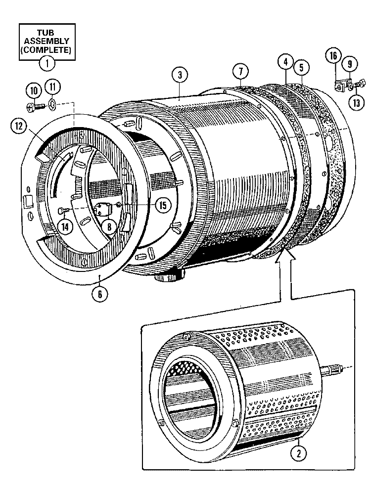 BASKET & OUTER SHELL ASSEMBLY Diagram and Parts List for MFR50PNBVS  Maytag Washer
