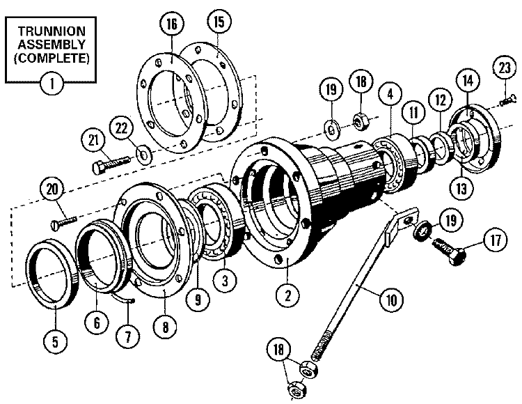 BEARINGS & TRUNNION ASSEMBLY Diagram and Parts List for MFR50PDAVS  Maytag Washer
