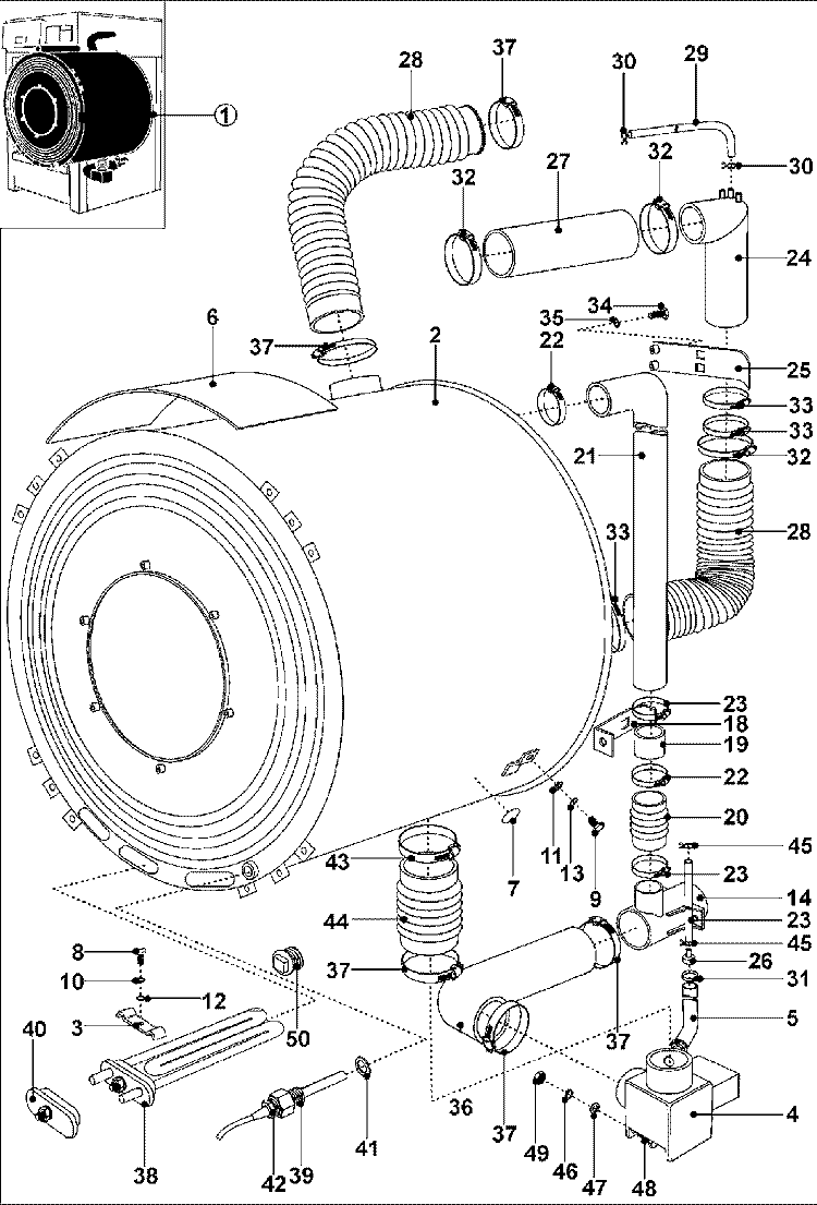 BASKET AND OUTER SHELL ASSY Diagram and Parts List for MFS50PNDVS  Maytag Washer