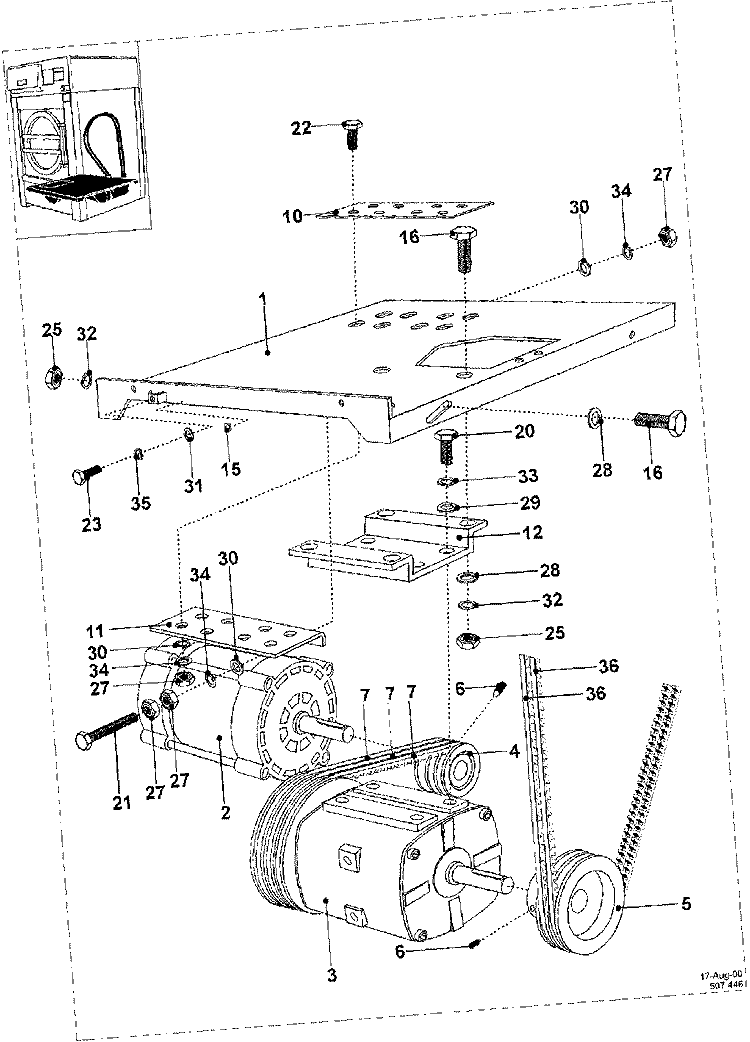 MOTOR AND BASKET PULLEY Diagram and Parts List for MFS50PNDVS  Maytag Washer