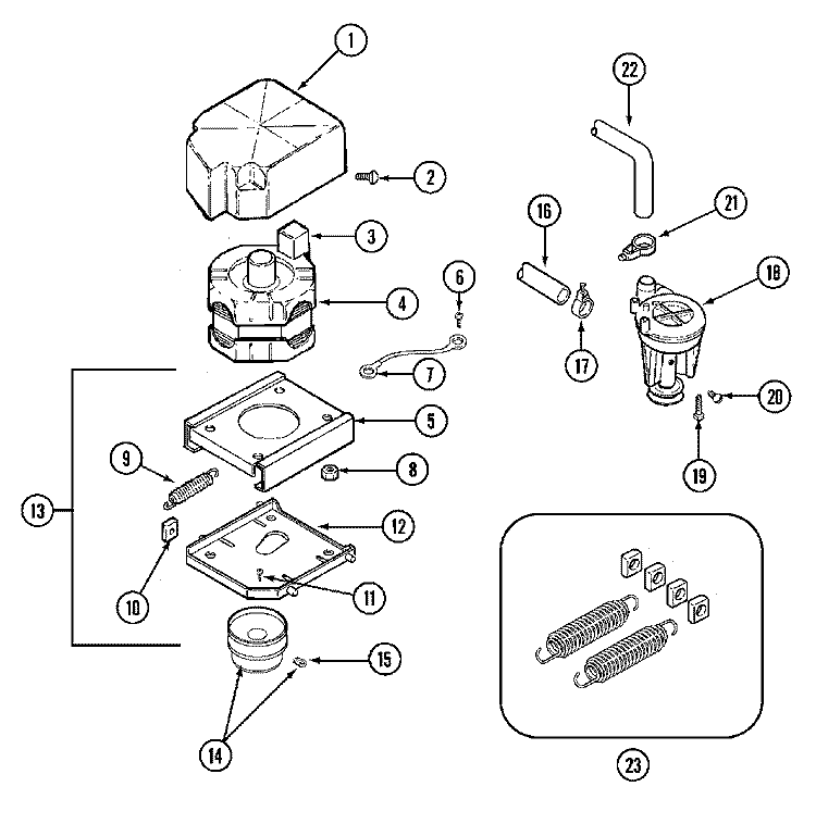 MOTOR & PUMP Diagram and Parts List for MAT25CSAAG  Maytag Washer