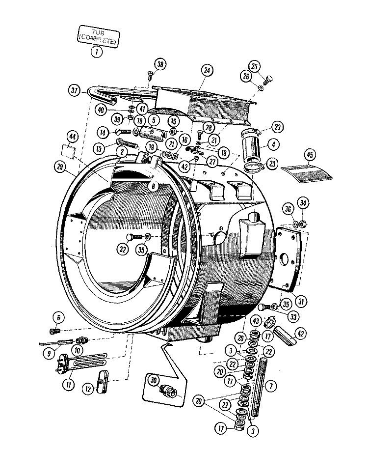 OUTER SHELL ASSEMBLY Diagram and Parts List for MFX50PNAVS  Maytag Washer