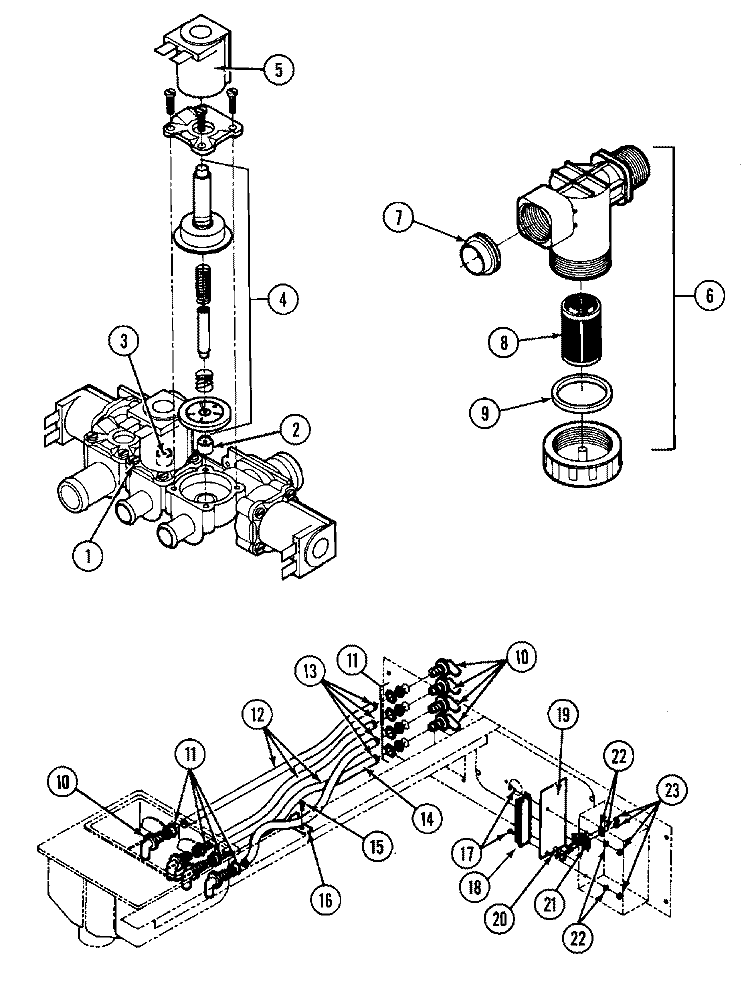 WATER VALVE & AUTOMATIC DISPENSER Diagram and Parts List for MAF25MN3  Maytag Washer