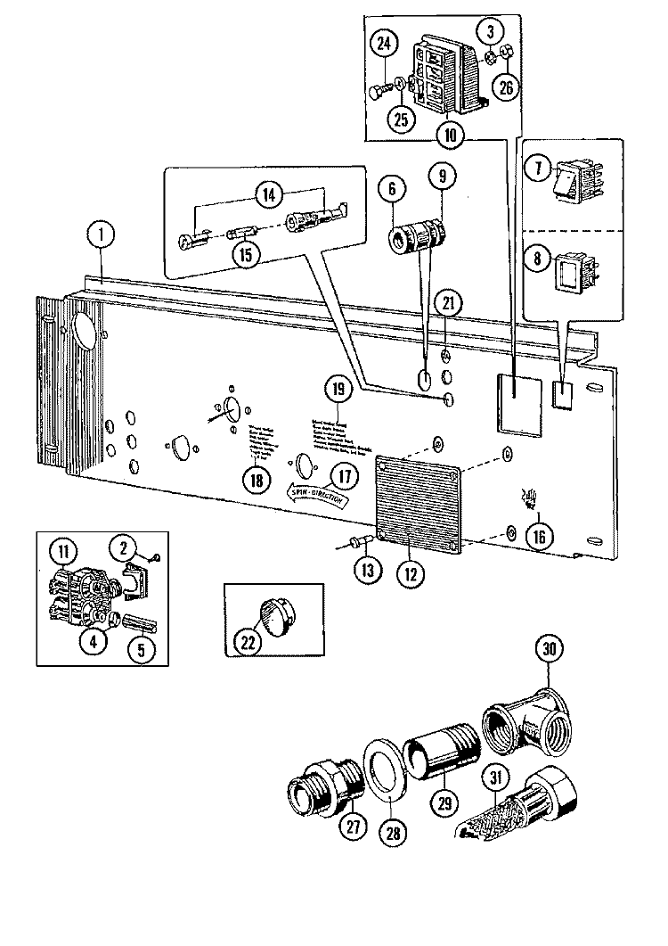 WATER VALVE & REAR PANEL Diagram and Parts List for MFR50PNBVS  Maytag Washer