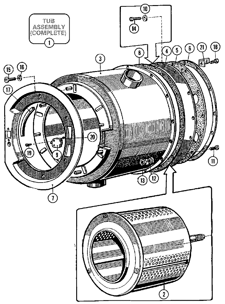 BASKET & OUTER SHELL ASSY. (SERIES 10) Diagram and Parts List for MFR25MCATS  Maytag Washer