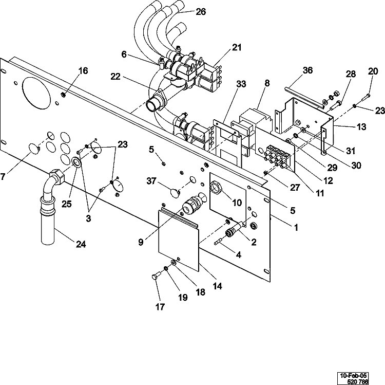 WATER VALVE & REAR PANEL Diagram and Parts List for MFR30PDCTS  Maytag Washer