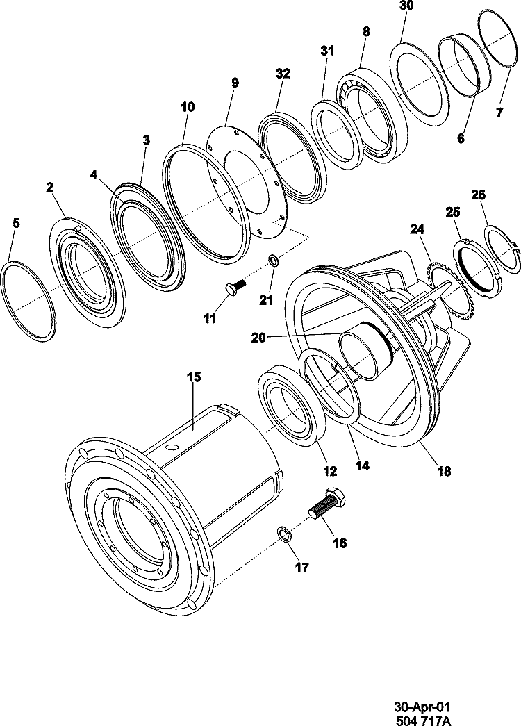 TRUNNION AND BEARING ASY Diagram and Parts List for MFS50PNFVS  Maytag Washer