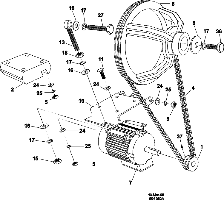 DRIVE Diagram and Parts List for MFS35PNFTS  Maytag Washer