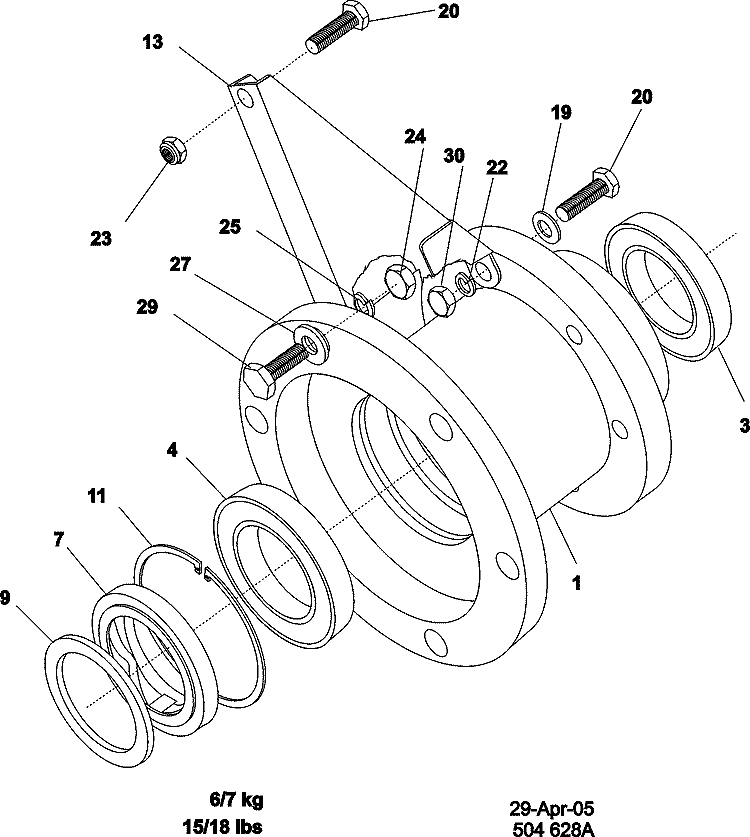 TRUNNION AND BEARINGS Diagram and Parts List for MFR18PDCWS  Maytag Washer