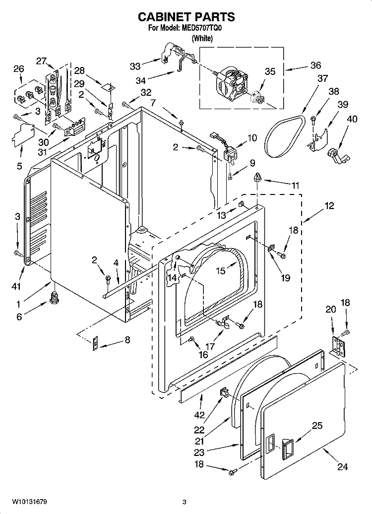 CABINET PARTS Diagram and Parts List for MED5707TQ0  Maytag Dryer