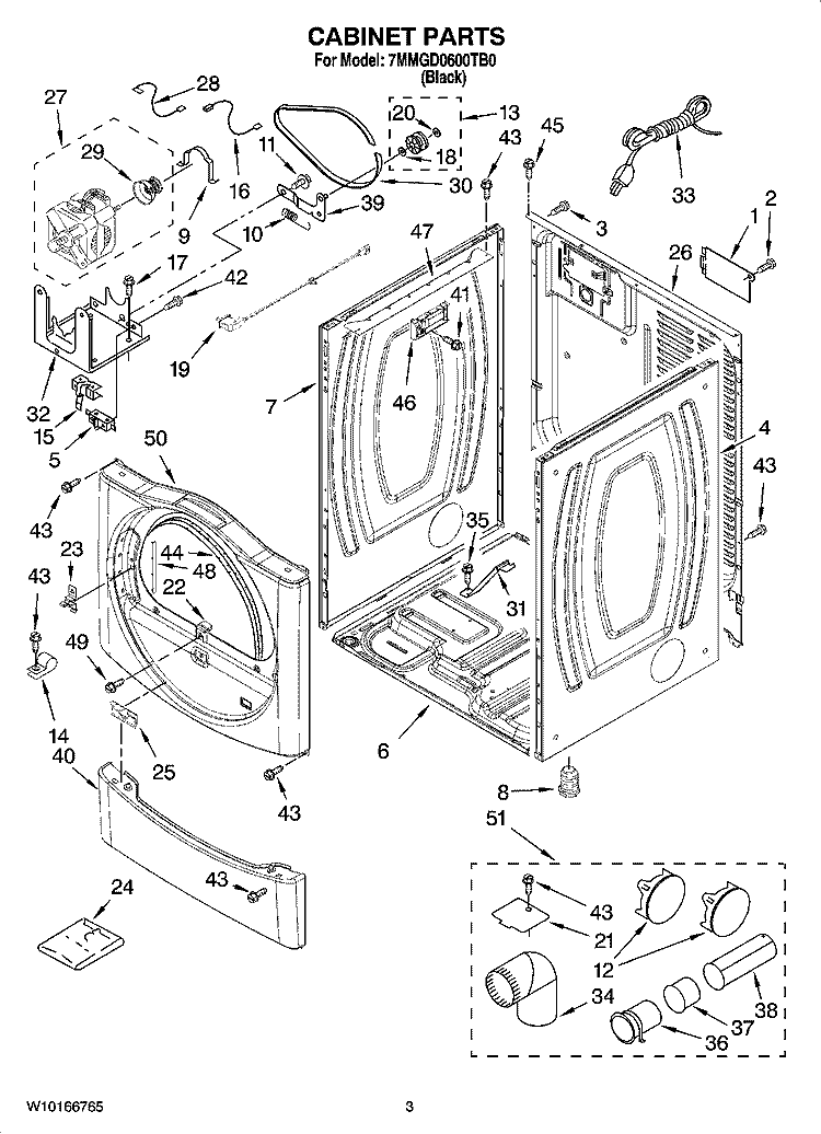 CABINET PARTS Diagram and Parts List for 7MMGD0600TB0  Maytag Dryer