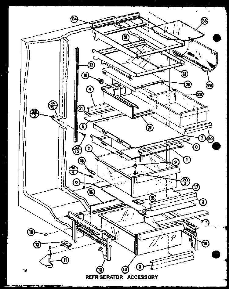 Refrigerator Accessory Diagram and Parts List for SRI19GL-P7745504WL  Amana Refrigerator