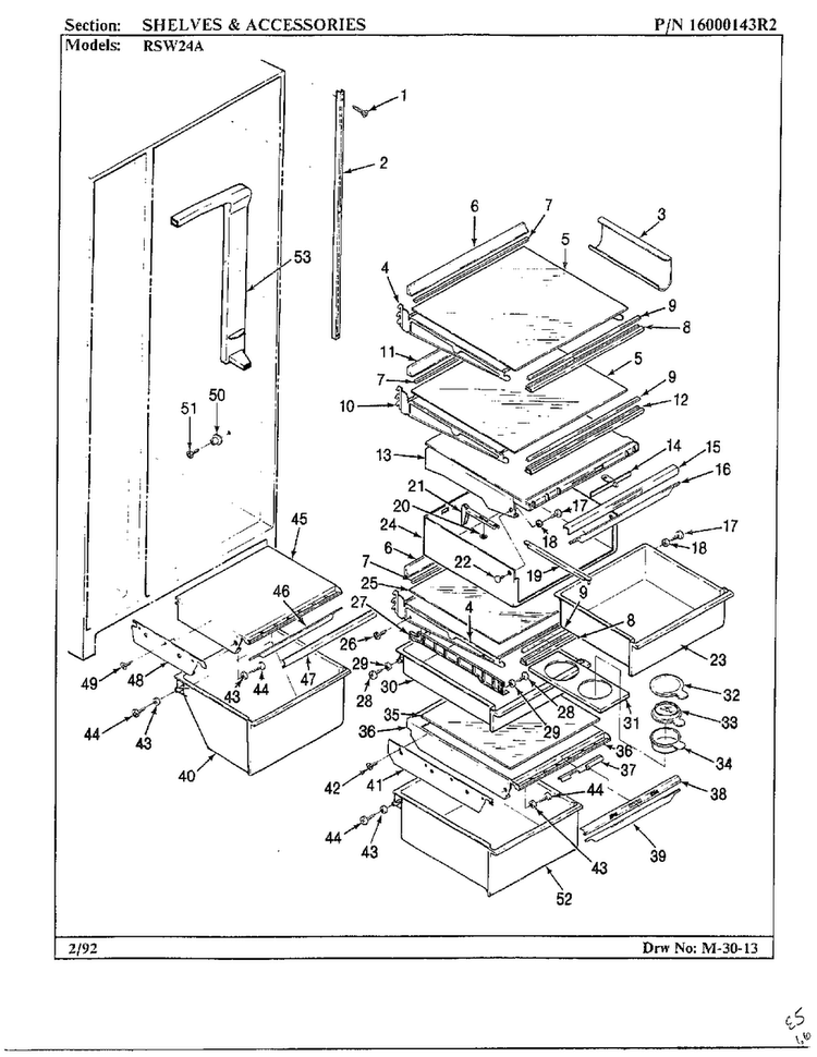 Shelves And Accessories Diagram and Parts List for 24712  Maytag Refrigerator