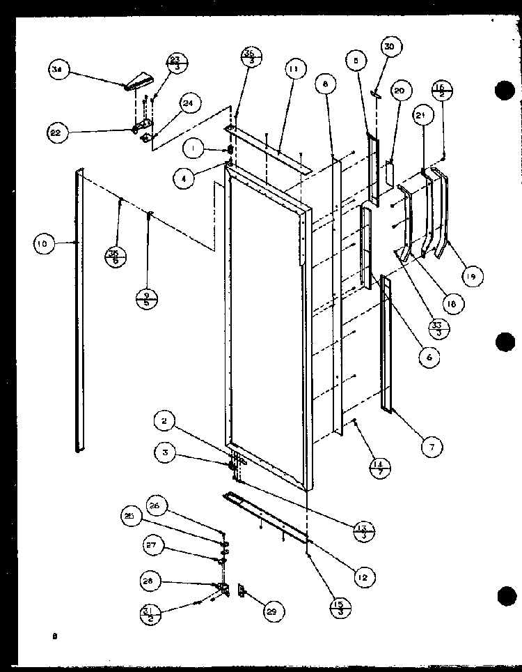 Refrigerator Door Diagram and Parts List for SZ25MP2W-P1154904WW  Amana Refrigerator