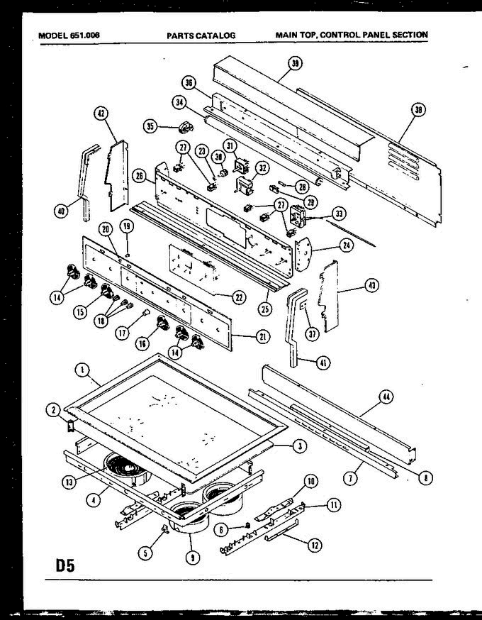 02 - Main Top Diagram and Parts List for 651006  Litton Microwave Oven Combo