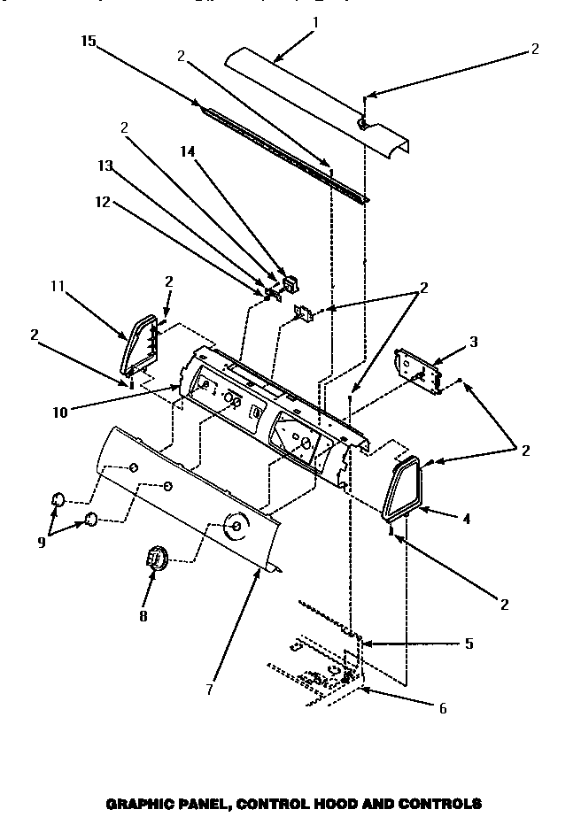 Graphic Panel, Control Hood & Controls Diagram and Parts List for CE4307W P1163513WW Amana Dryer