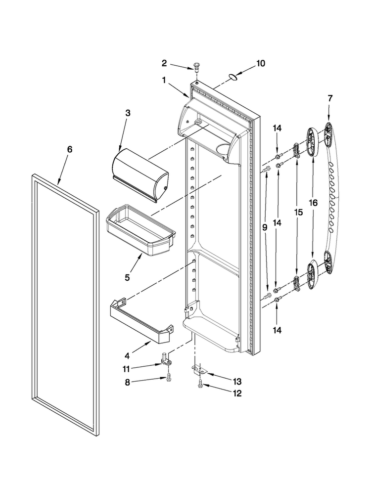 Refrigerator Door Parts Diagram and Parts List for MSD2242VES03  Maytag Refrigerator