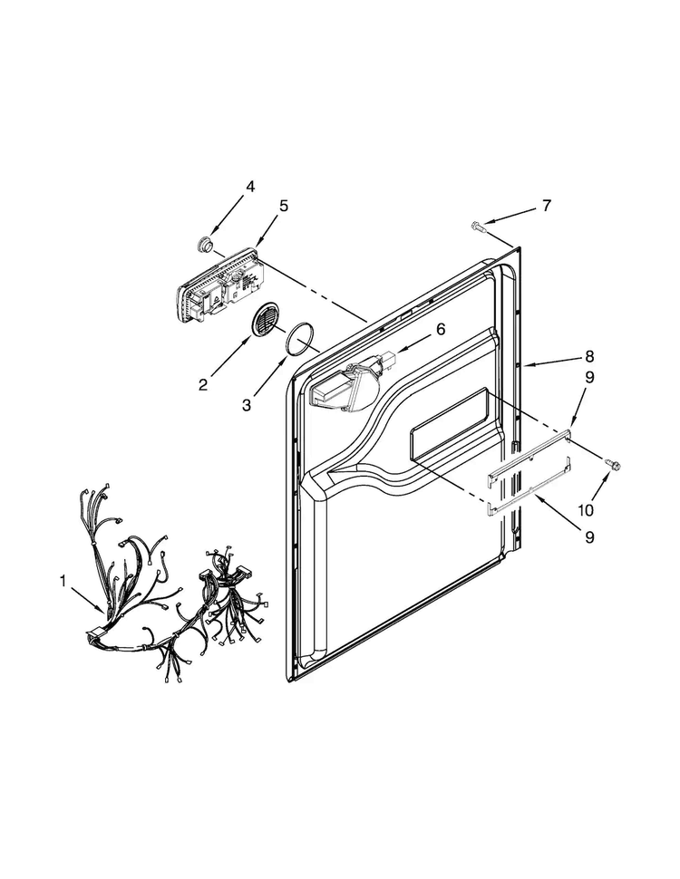 Door And Latch Parts Diagram and Parts List for MDBH980AWQ0  Maytag Dishwasher