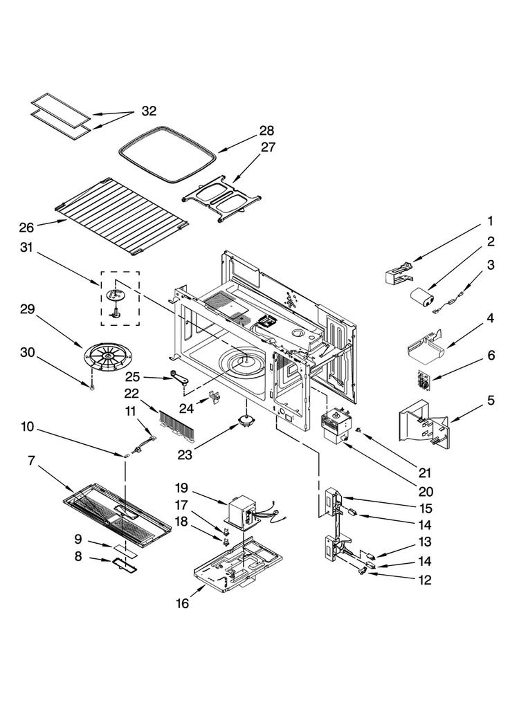 Interior And Ventilation Parts Diagram and Parts List for MMV5165BAS15  Maytag Microwave