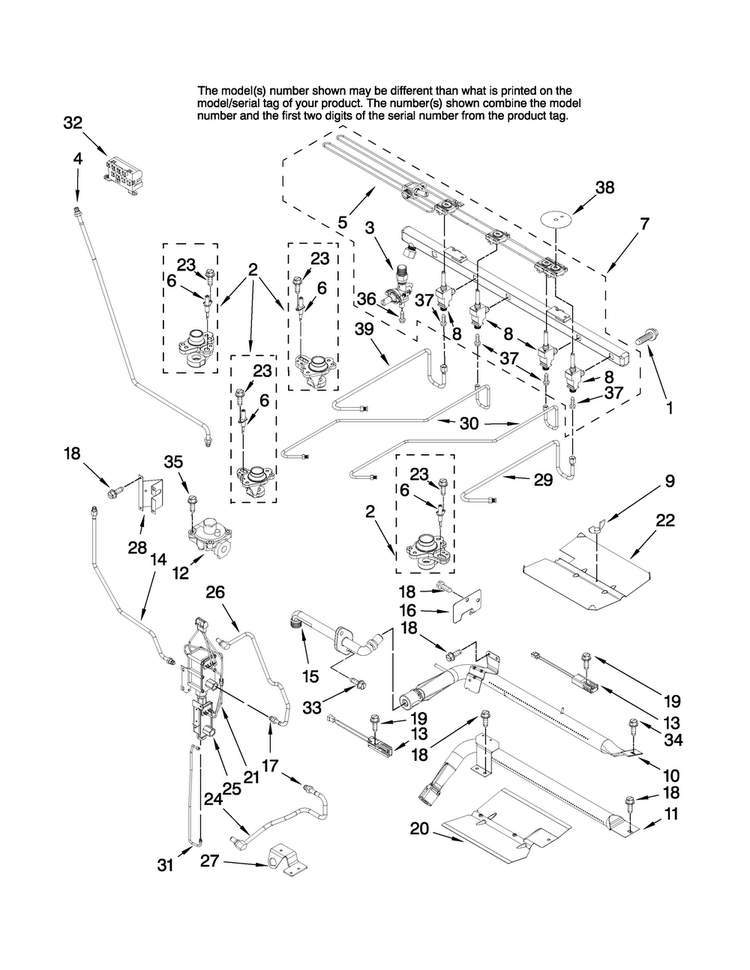 Manifold Parts Diagram and Parts List for MGR6751BDW17  Maytag Range