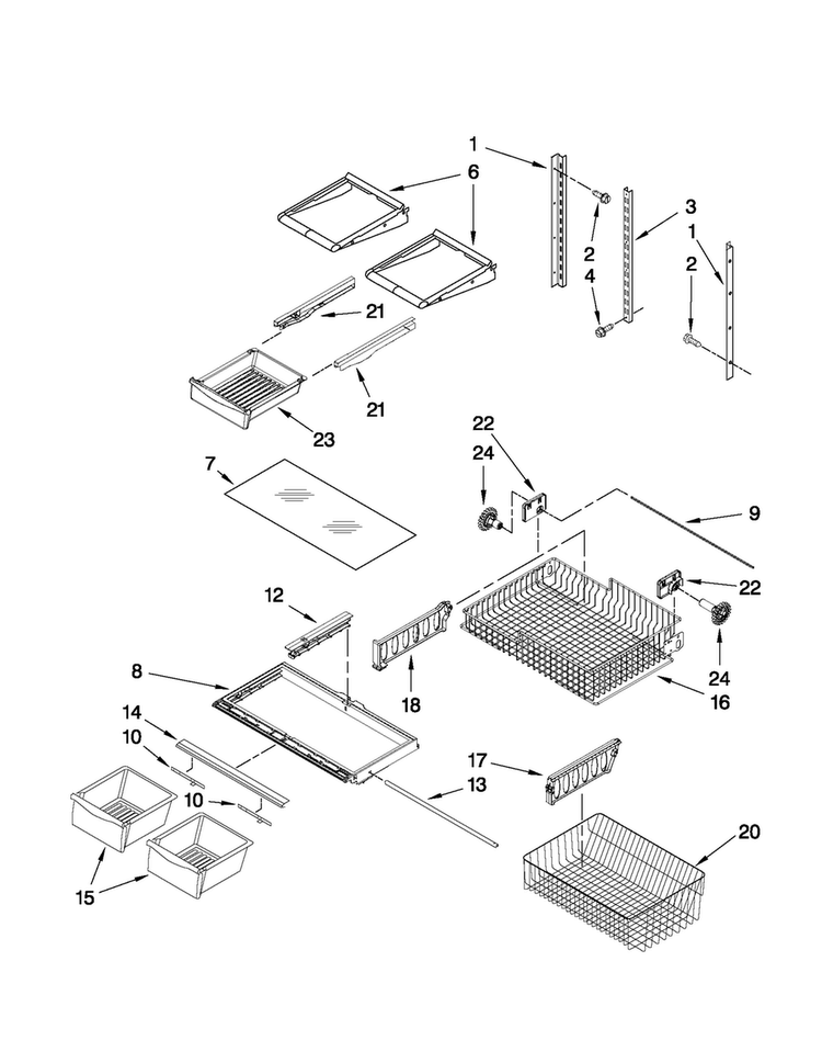 Shelf Parts Diagram and Parts List for 5GBB19PRYW0  Maytag Refrigerator
